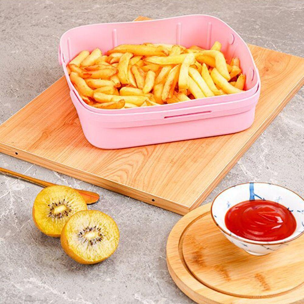 Top Square Silicone Pot Pengganti Masak Pizza Plate AirFryer Aksesoris Baking Basket