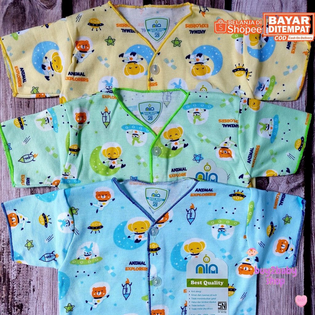 Baju bayi Piyama pendek Animal Explorer NIA 0-3 Bulan 3 PCS