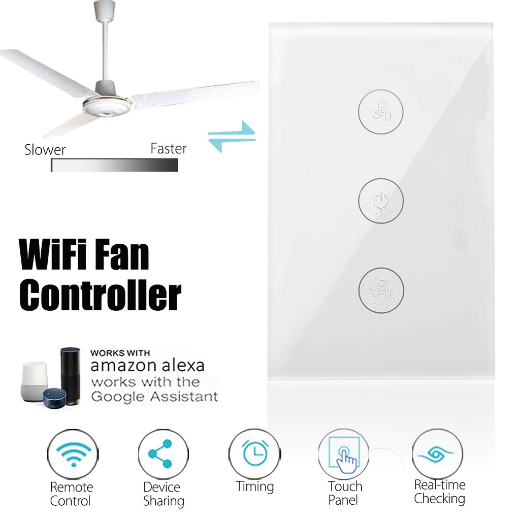 Tuya Eu Uk Us Wifi Smart Ceiling Fan Switch App Remote Timer And Speed Control Works With Alexa Shopee Indonesia