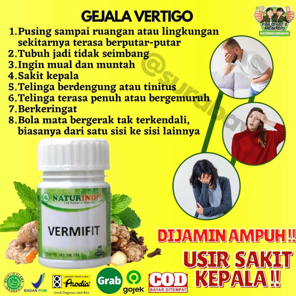 Obat Herbal Sakit Kepala Ampuh Obat Vertigo Alami Migrain Herbal Obat Migrain Ampuh Jamu Sakit Kepala Sebelah Obat Mumet Pusing berputar Tradisional Ampuh Obat sakit kepala vertigo migrain pusing berputar menahun migren sebelah VERMIFIT NATURINDO Surabaya-3