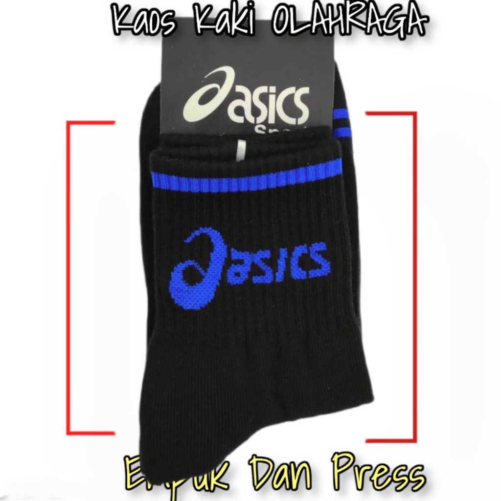 Kaos Kaki Sport/Olah Raga/Kaos Kaki  Motif Oasics Hitam