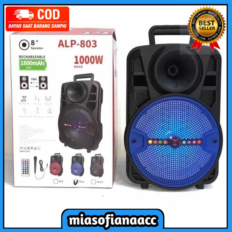 (COD) SPEAKER BLUETOOTH ALP-803 SPEKER PORTABLE SUPER BASS PREE MIC KARAOKE