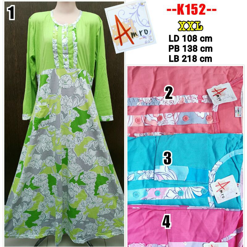 Daster Klok Panjang Amro Jumbo XXL Busui Menyusui Kancing Depan K152