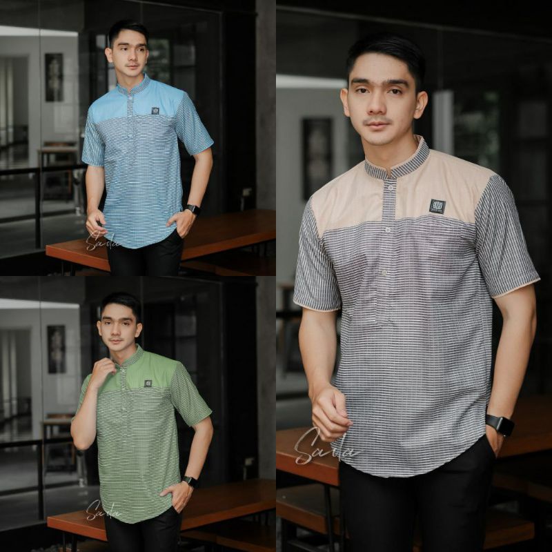 KOKO KURTA SONGKET BAJU KOKO MUSLIM PRIA MODEL TERBARU VIRAL 2022 LENGAN PENDEK BAJU KOKO DEWASA