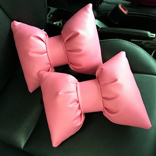 Bantal Kepala Leher Jok Mobil Pita Kulit Kualitas Super