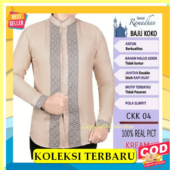 Koko Pria Putih Lengan Panjang Resleting Ukuran Xxl Adem Murah N2T0 Kekinian Bagus Orang Tua Hem Len