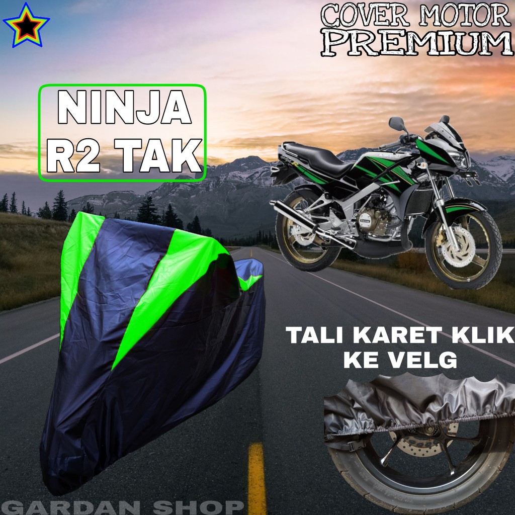 Sarung Motor NINJA R2 TAK Hitam HIJAU Body Cover Penutup Pelindung Motor Ninja PREMIUM