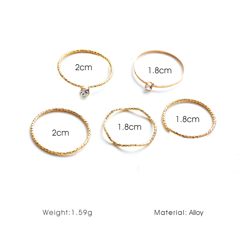 5pcs / Set Cincin Warna Emas / Silver Gaya Korea Untuk Wanita