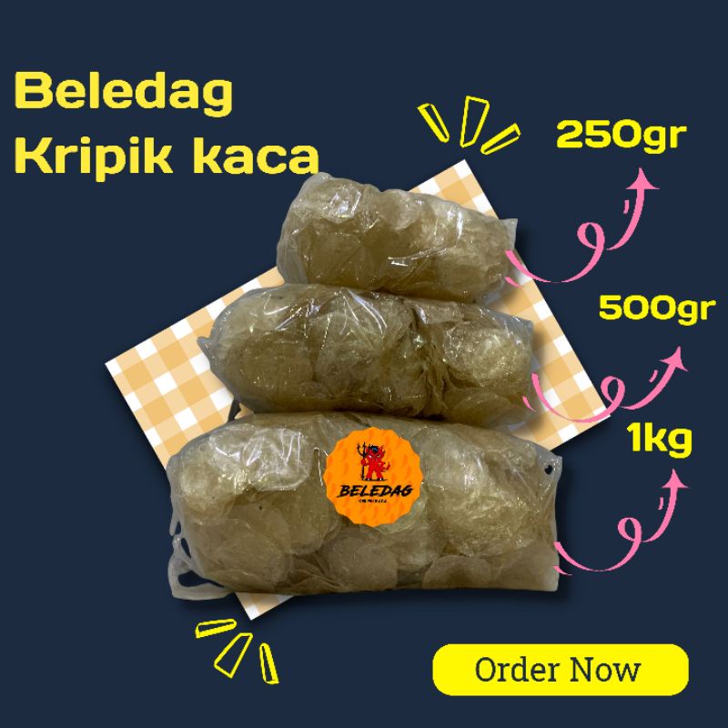 

KERIPIK KACA MENTAH 1kg/KERIPCA/PIKCA/KERIPIK BELING/BELEDAG/OPAK/PAKSENG/