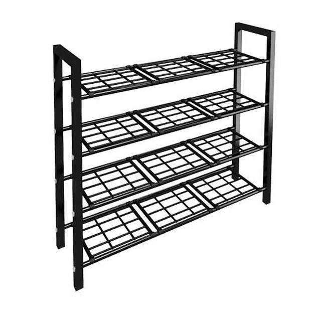  JYSK  Rak  Sepatu  Shoe Rack 4 Shelves Agni Metal Black 