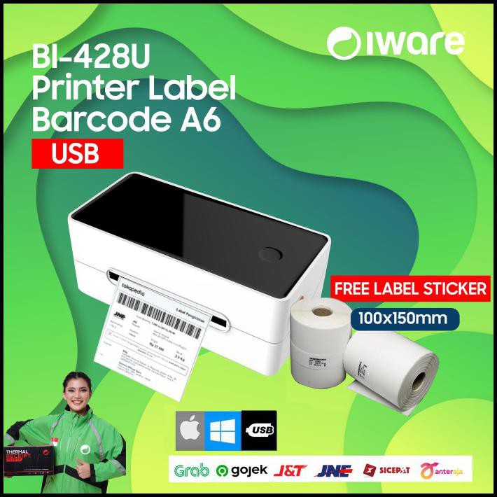 

Shazfa.10 | Bundling Printer Barcode Label Xprinter 428U + Kertas Sticker A6 108Mm - Usb