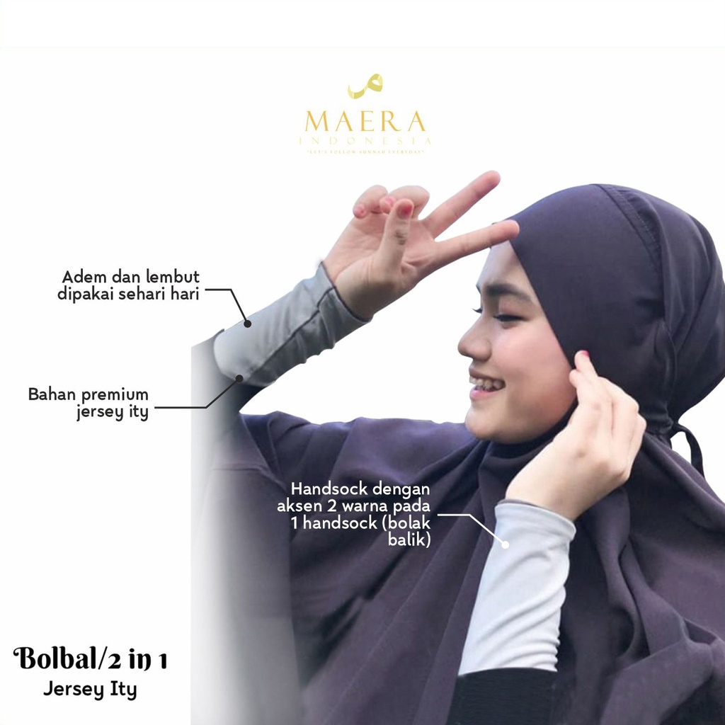 Manset Tangan Handsock Wanita Muslimah Bolak Balik 20 cm Bahan Jersey Premiun By Maera