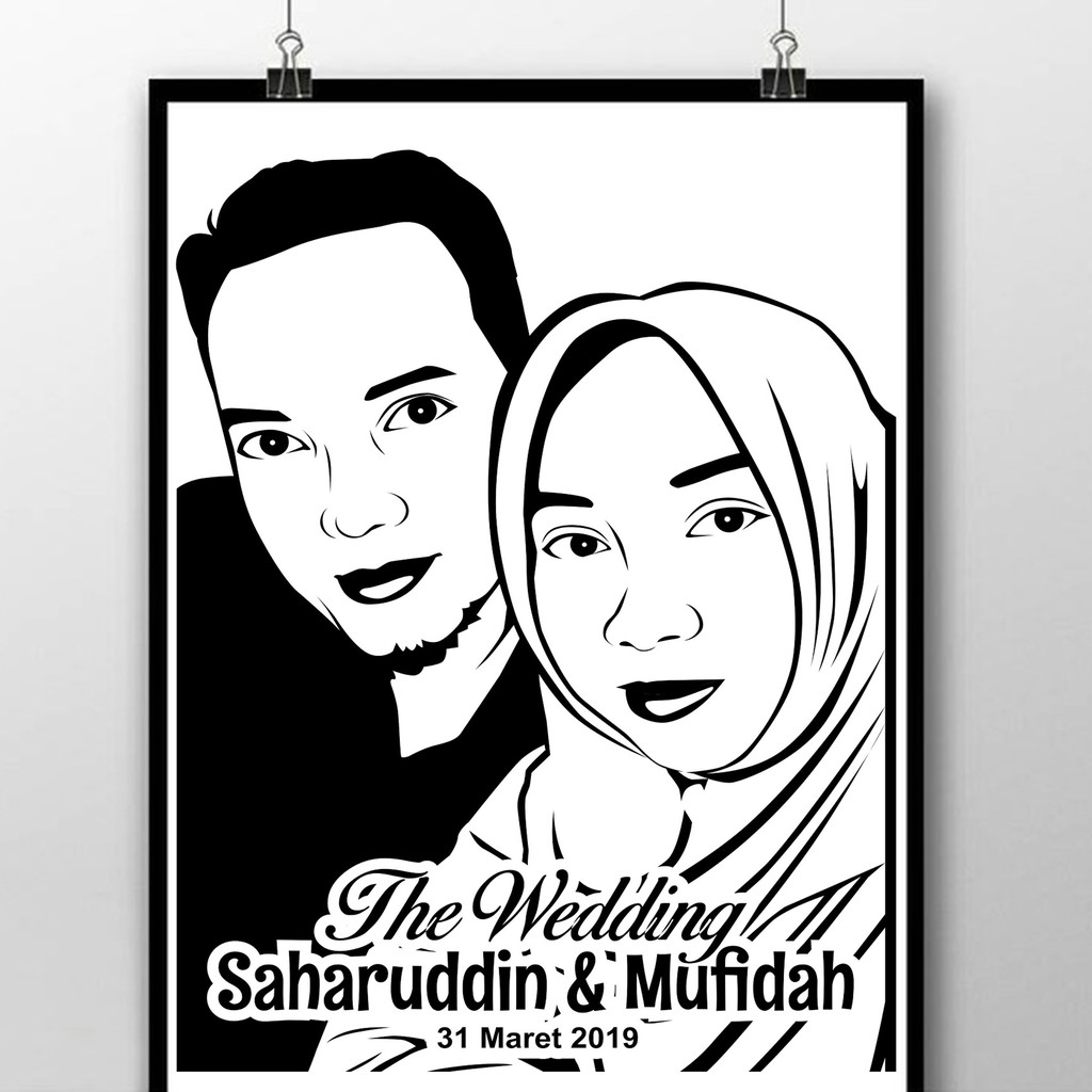 grosiramanah [TERMURAH] Siluet wajah line art kado wisuda, ulang tahun, pernikahan 20x30