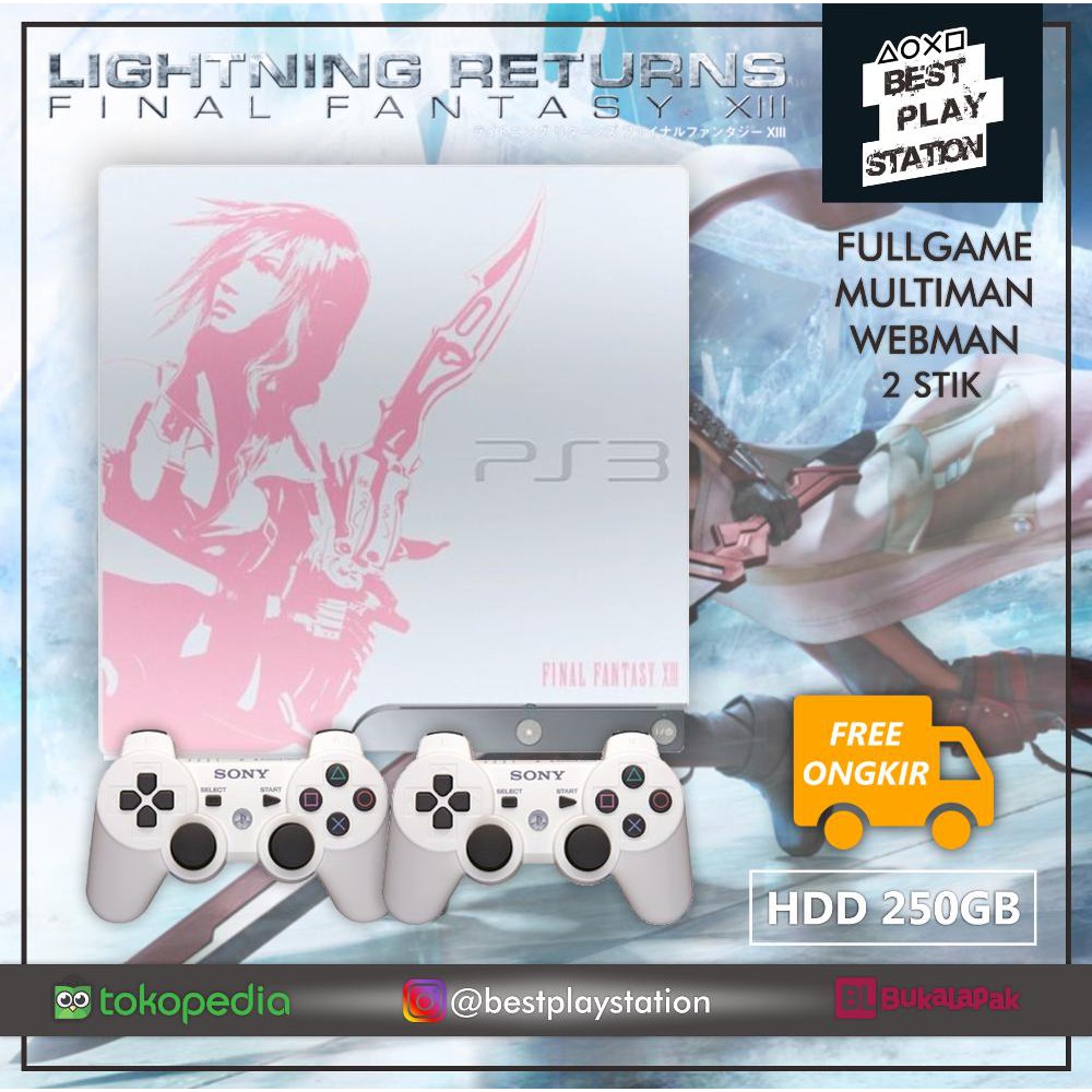 GRATIS ONGKIR Final Fantasy XIII 250GB PS3 Slim Edition 2 stik wirelles Murah