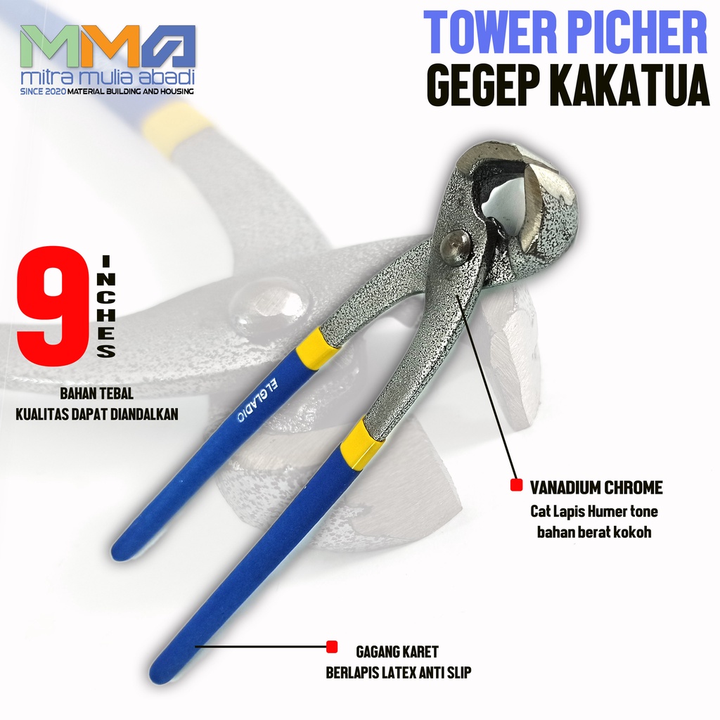 Gegep / Tang Jepit Pencabut / Tower Pincher Kawat Baja Wanly 9&quot;