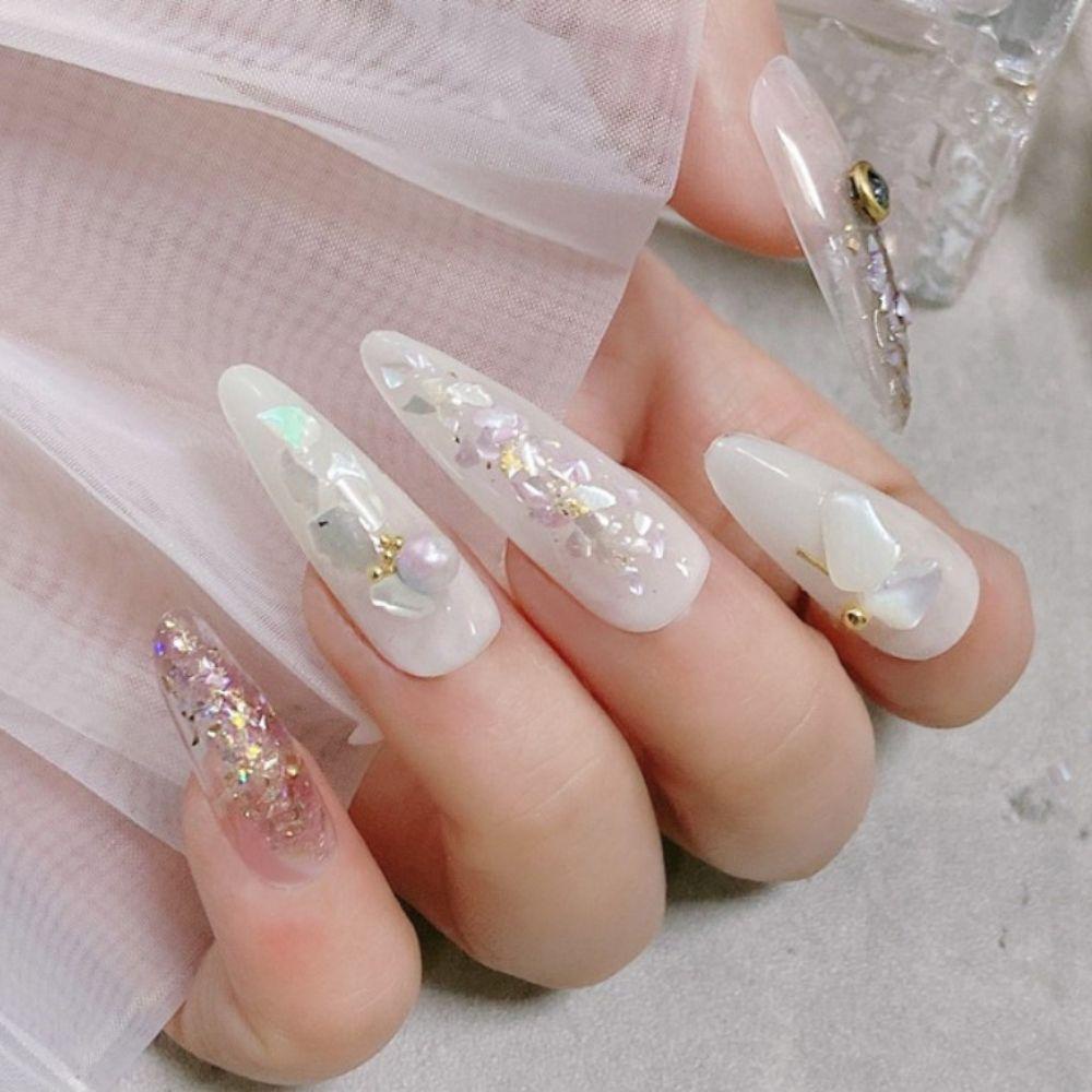 AUGUSTINA Agustinina Nail Art Charms Aurora DIY Nail Beauty Manicuring Perhiasan Salon Kuku Shell Slice Hiasan Kuku