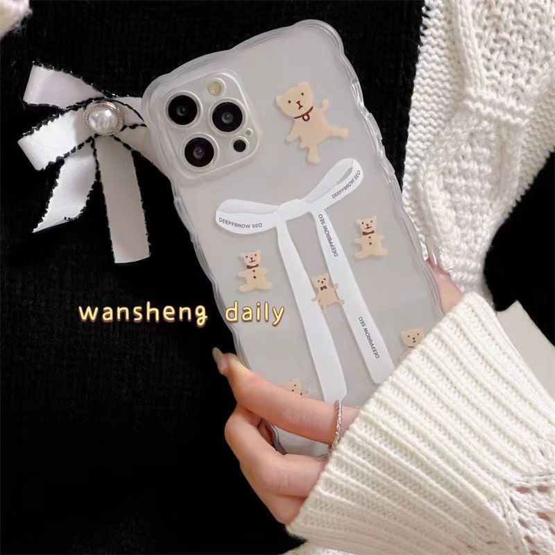 Soft Case Silikon TPU Transparan Motif Beruang Untuk Iphone 12 13 SE 6 6S 7 8 Plus X XS XR 11 Pro Max