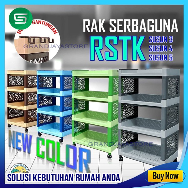 Tabitha RSTK Rak 5 Susun Plastik Serbaguna Dengan Roda