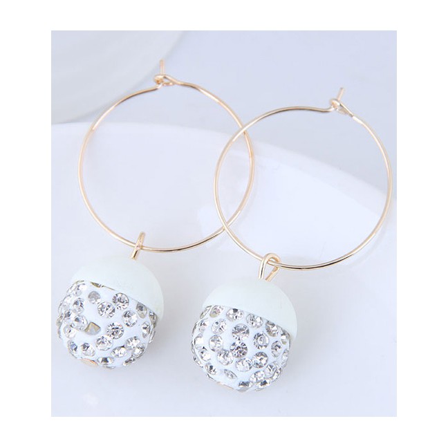 LRC Anting Hoops Fashion Round Shape Decorated Earrings