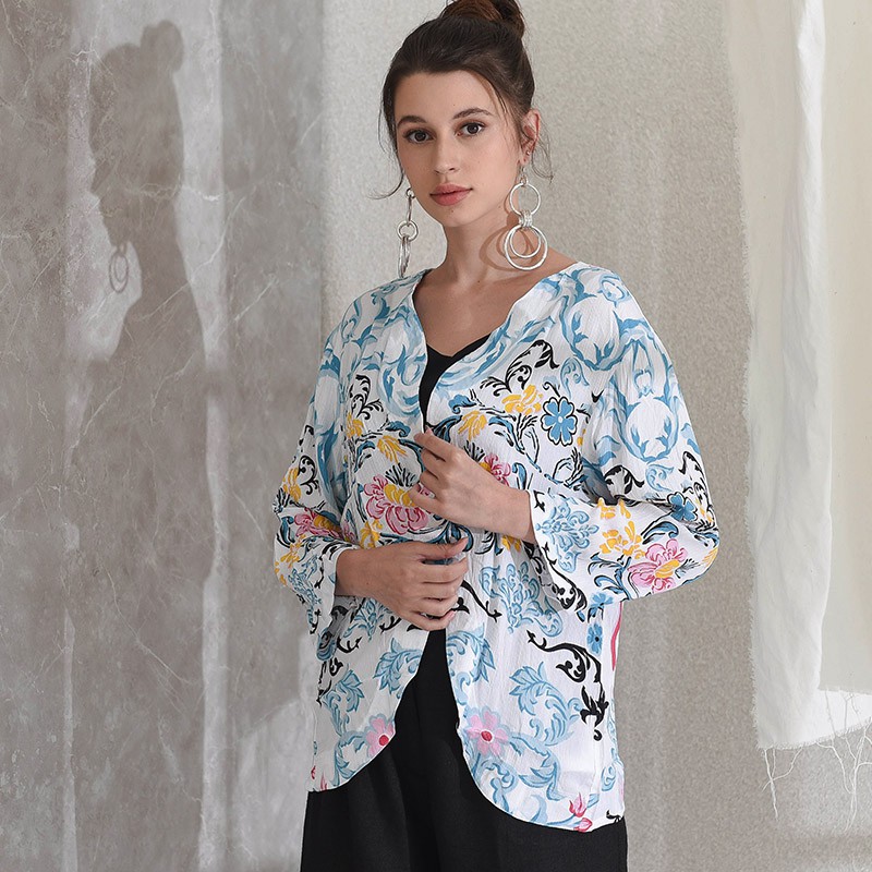 REX OUTER OCEAN BLUE TOP MOTIF WANITA BLOUSE MOTIF 