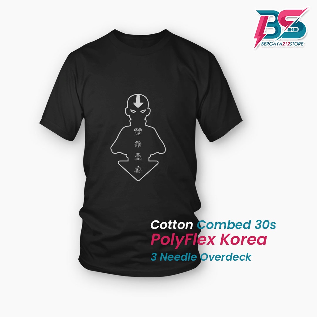 Jual Cod Kaos Distro Avatar Aang Master Elemen Cotton Combed Sablon