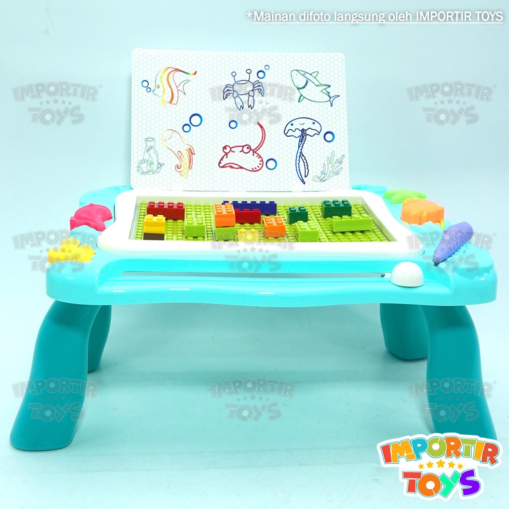 Meja Anak Magnetic Blocks Pallete Drawing Board 2 IN 1 Mainan Edukasi Belajar