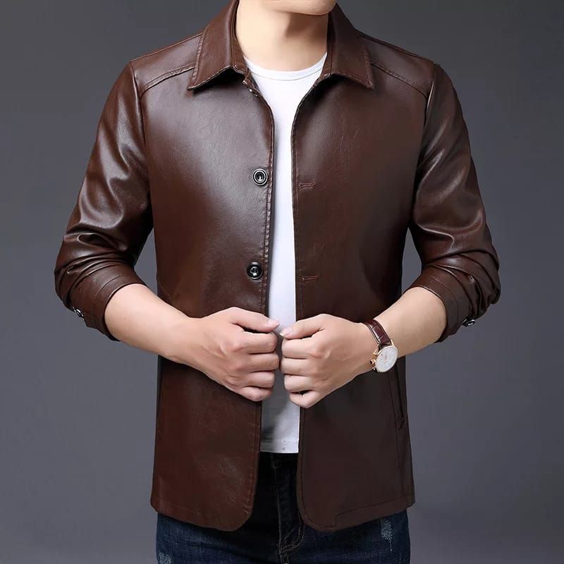 jaket pria semi jas jaket kulit sintetis premium