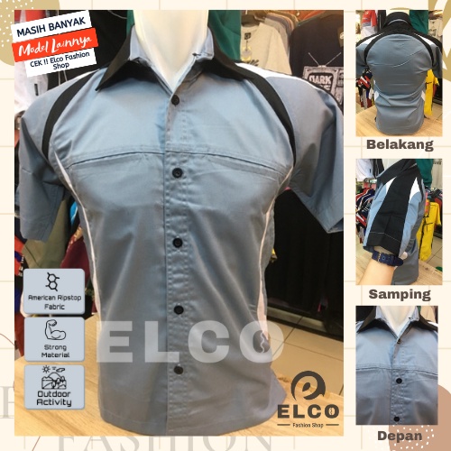 Baju seragam kerja abu tyt putih hitam kemeja lengan pendek baju pdh seragam kantor kemeja kombinasi