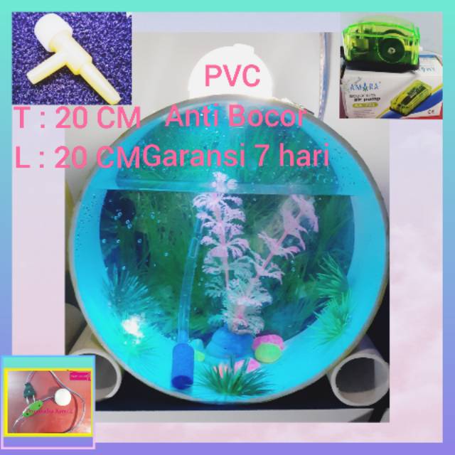 Aquarium Akrilik PVC Besar (BONUS MESIN AERATOR) /Aquarium Akrilik/ Soliter Ikan cupang
