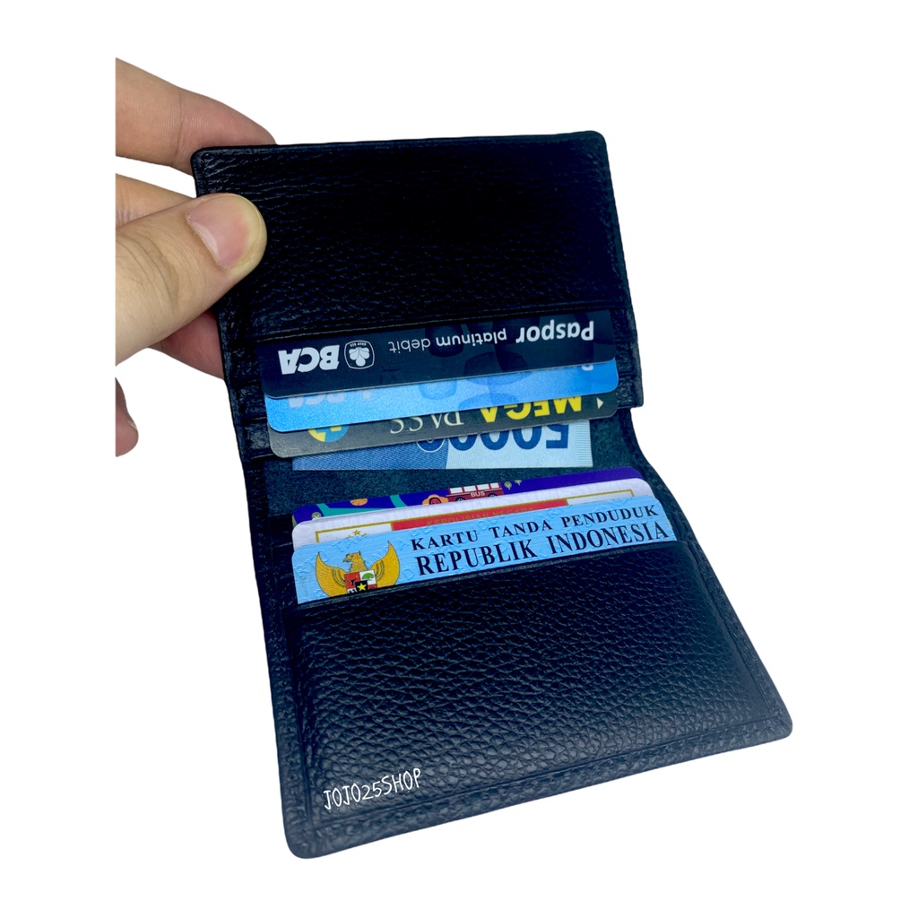 DOMPET KARTU / CARD HOLDER POLOS KULIT ASLI PRIA WANITA KJ 23 HITAM