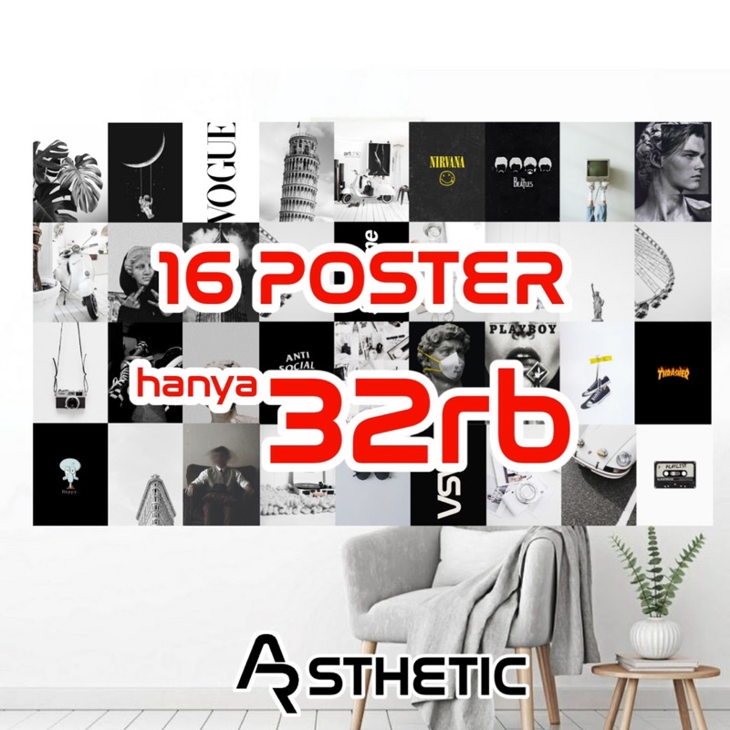 Poster Dinding Aesthetic / Estetik | Poster A5 Isi 16 Poster | Dekor kamar | Poster Murah | Paket Po