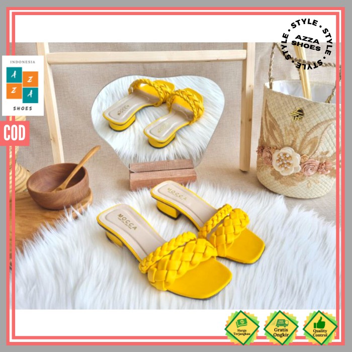 Tk 24 Sandal Hak Tahu Style Kepang Tumit 3cm Sendal Wanita 9 Warna