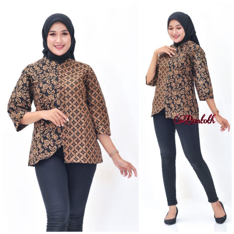 Atasan Batik Wanita PPBTK07 Modern Batik murah Cassual Atasanbatik Wanitabatik /Atasanwanita...-Coklatan bontoth