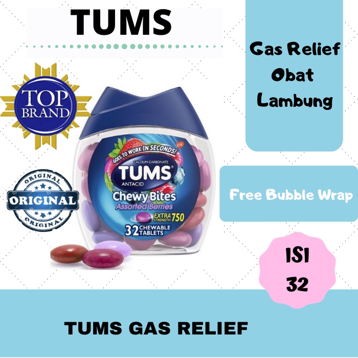 Tums Gas Relief Antacid antigas obat asam lambung, obat maag, obat gerd rasa Berries