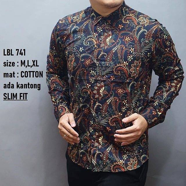 LBL 741HEM KEMEJA BATIK PRIA SLIM FIT LENGAN PANJANG LUIGI BATANI