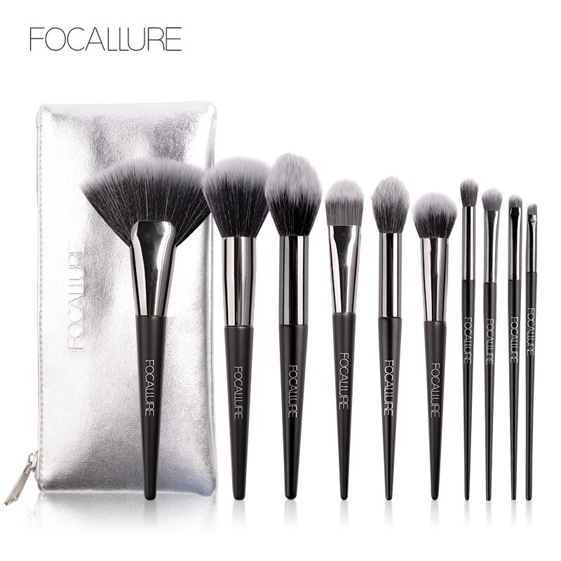 Focallure Brush Set Pouch Isi 10pcs Make Up Set Brush Focallure Profesional Kuas Make Up Focallure Brush Focallure Brush Set Focallure Focallur Focalure Fucallure Focalure Foccalure