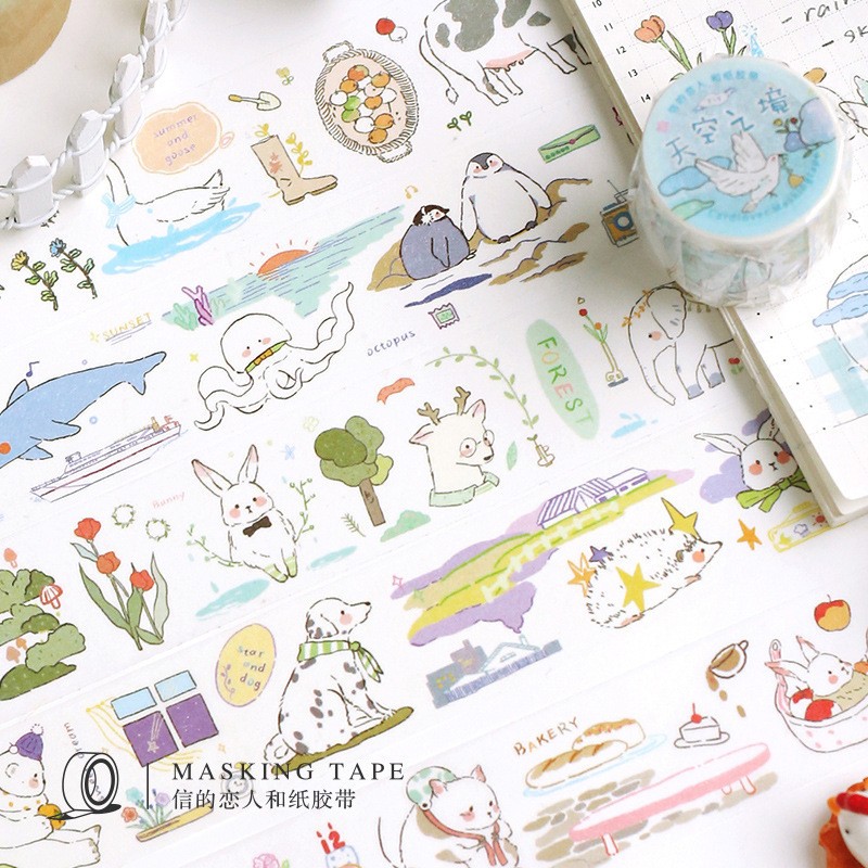 

1 roll Washi Tape Hand Painted Cute Animal Dekorasi Buku Diary Scrapbook Journal DIY