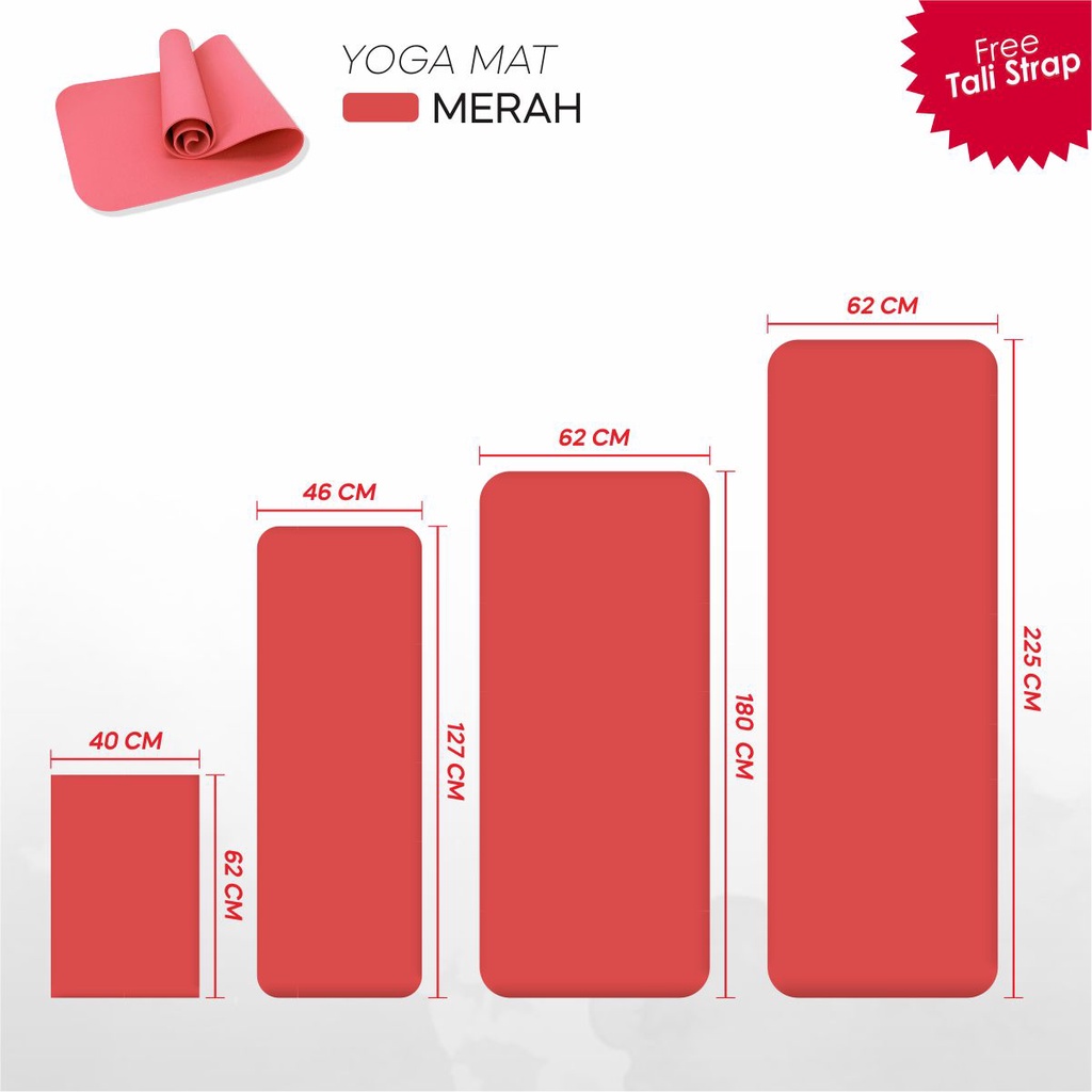 Hawah_Store Matras Olahraga Alas Yoga Senam Mat Tebal 5mm Workout Outdoor Indoor (002)-INCA RED