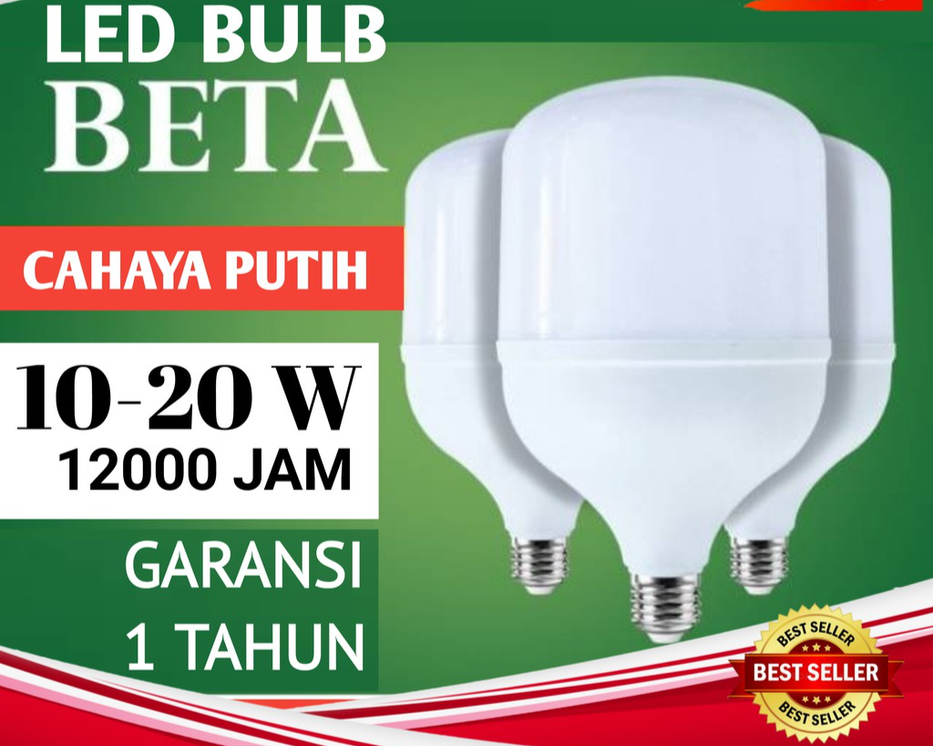 Lampu LED BETA Cahaya Putih 5 Watt , bohlam Bergaransi 1 Tahun, perlengkapan rumah tangga