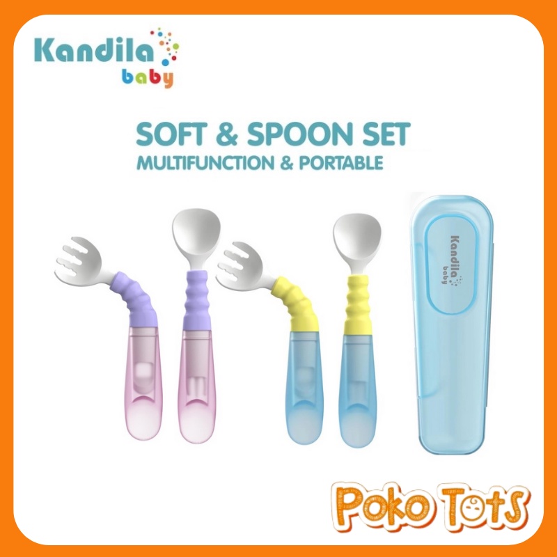 Kandila Baby Twisting Fork &amp; Spoon Set Sendok dan Garpu Makan Bayi WHS