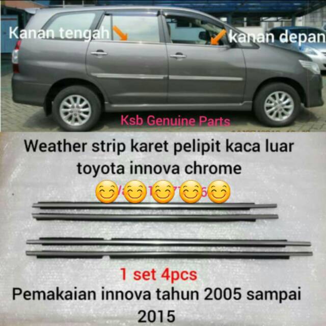 Pelipit Pintu Karet Kaca Luar Innova 4Pcs 1Set Depan Belakang Chrome