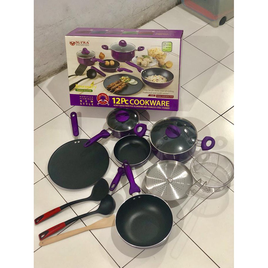 Panci Set Supra 12 Pcs / Cookware Set Teflon - Terbaik 
