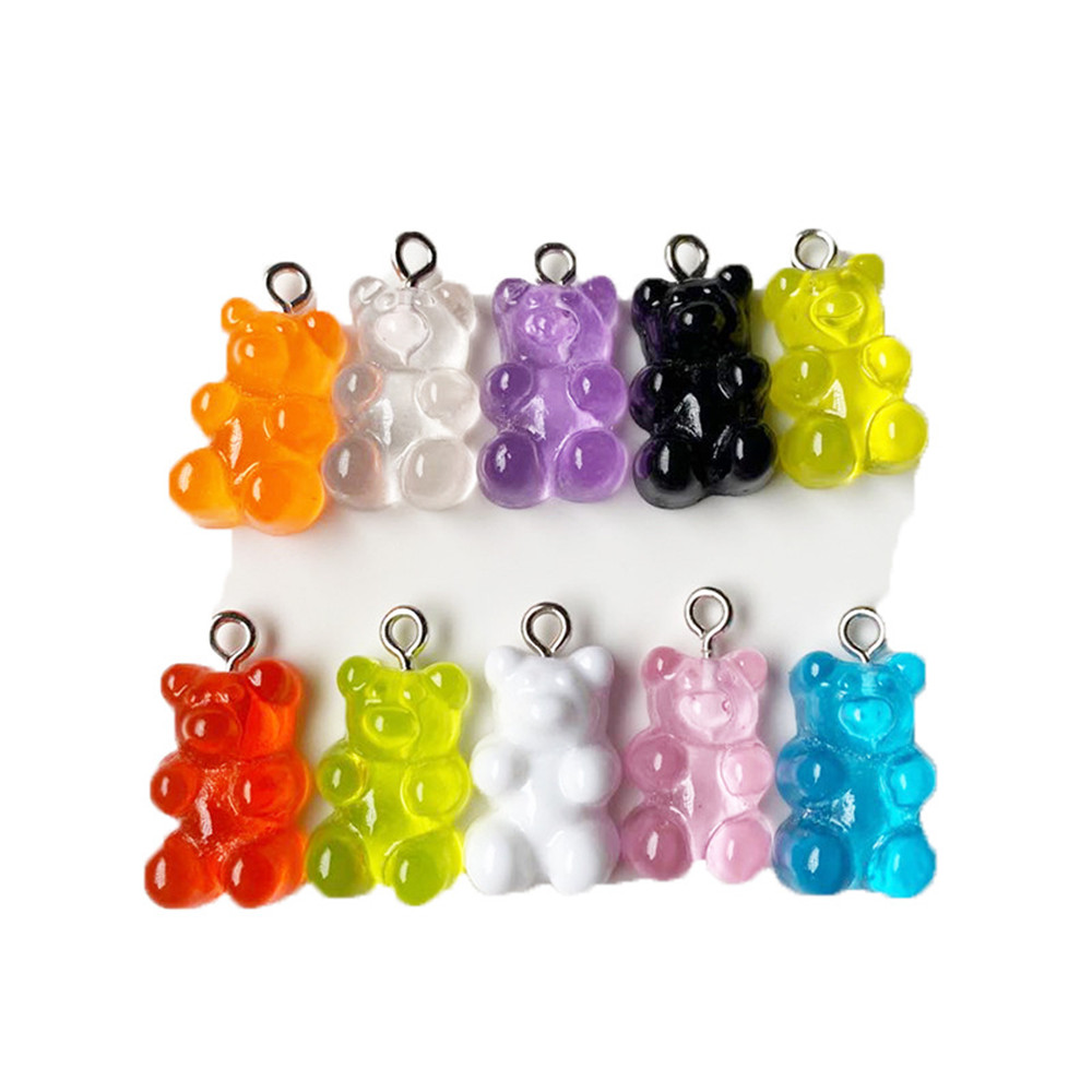 【COD Tangding】10PCS/SET  Colorful Bear Pendant Accessory Diy for Earrings Necklace Bracelet Random Color