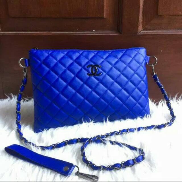 Tas Wanita Clutch Chanel Shoulder Bag Untuk Jalan Jalan Kerja Kuliah Warna Biru