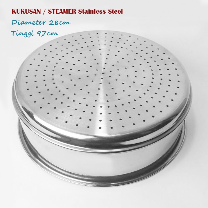 Steamer Tinggi Stainless Steel Kukusan untuk Wok Pan 28cm