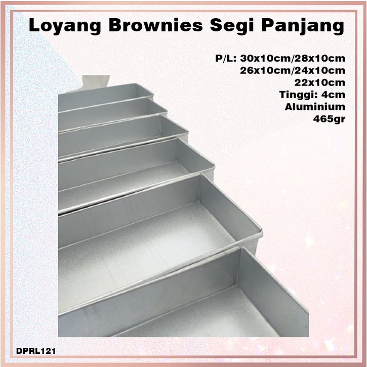 [Set 5pcs] Loyang Kue/Brownies Segi Panjang  Oven Aluminium T:4cm