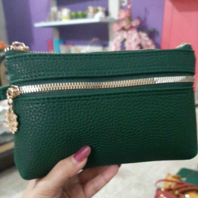 Dompet Wanita Silvi Terbaru 2021 Papirut Kulit Jeruk Premium Sintetis Imfort Kekinian Bisa COD-Hijau