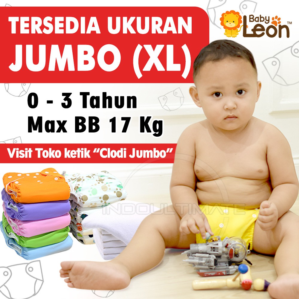 BABY LEON Popok Bayi Size XL 1pcs BY-72 FREE INSERT Clodi Kain Cuci Ulang Newborn