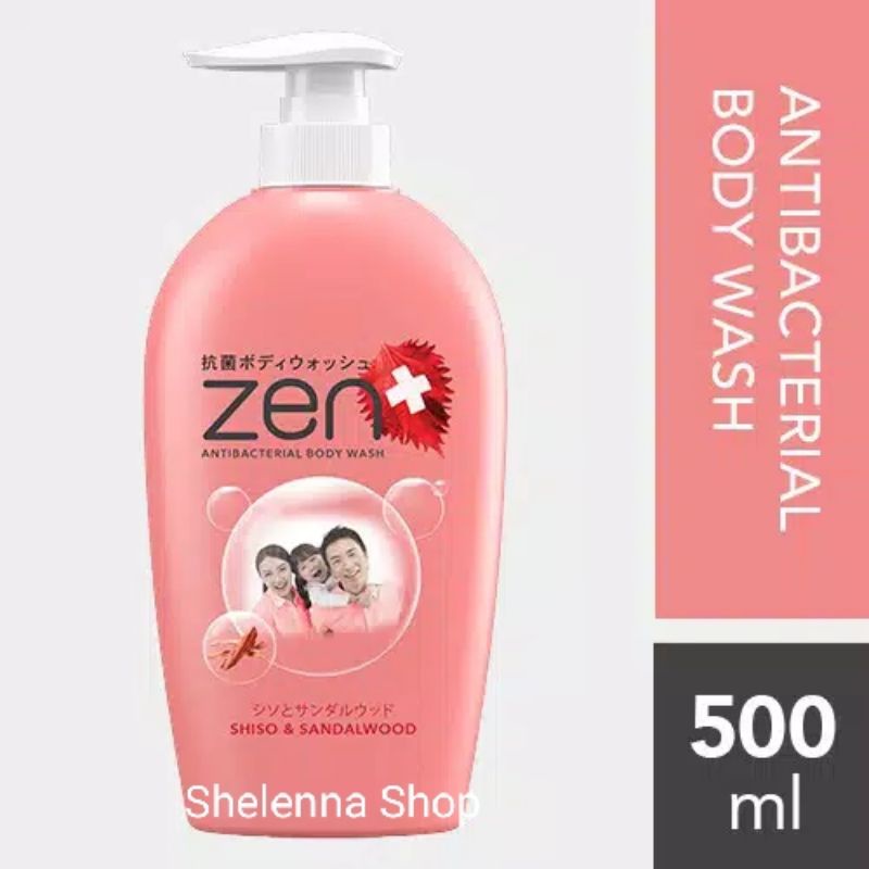 Zen Antibacterial Body Wash Sabun cair Shiso &amp; Sandalwood Pump 500 mL dan Refill 400ml