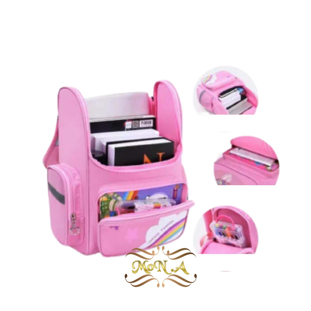 [MONA] 2 N 1 Tas Ransel Motif Kucing untuk Perempuan + Tempat Pensil -Kualitas Premium -M0173